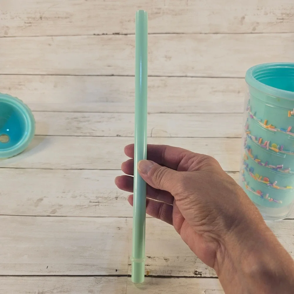Teal‎ Blue Ice Cream Sundae Mermaid Tail Acrylic Double Wall Tumbler with Straw